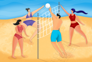 Gemalt: Beachvolleyballspieler