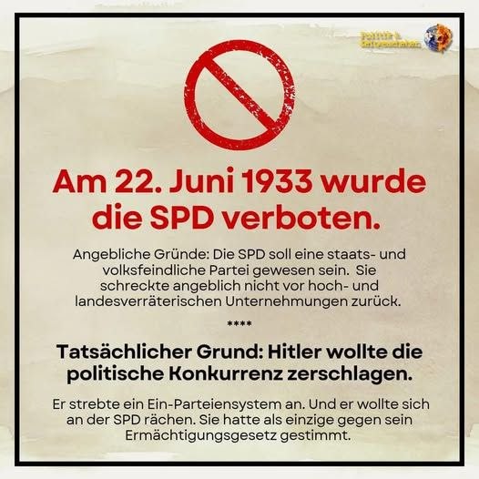Am 22.Juni 1933 wurde die SPD verboten