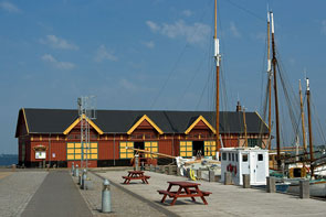 Packhausgebäude im Hafen von Rudkøbing